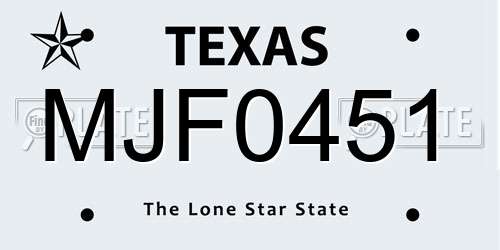 MJF0451 Texas License Plate