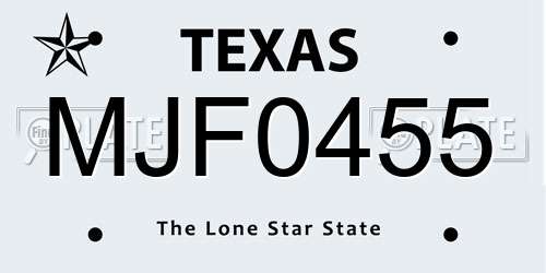 MJF0455 Texas License Plate