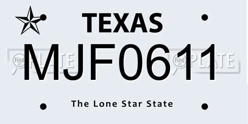 MJF0611 Texas License Plate