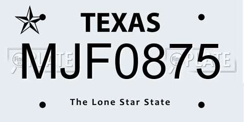 MJF0875 Texas License Plate