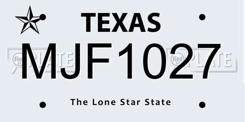 MJF1027 Texas License Plate