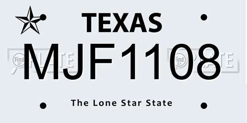 MJF1108 Texas License Plate