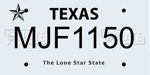 MJF1150 Texas License Plate