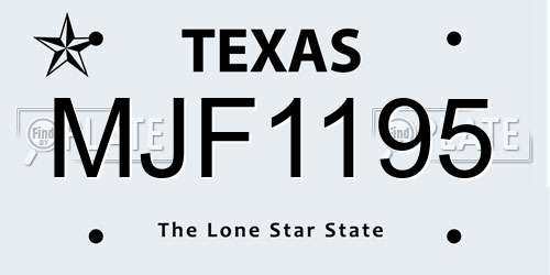 MJF1195 Texas License Plate