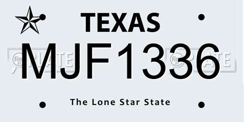 MJF1336 Texas License Plate
