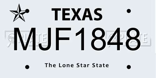 MJF1848 Texas License Plate