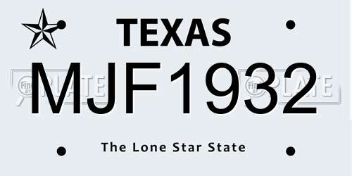 MJF1932 Texas License Plate
