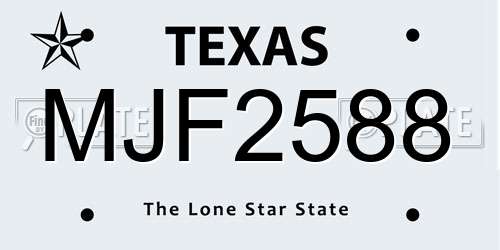 MJF2588 Texas License Plate