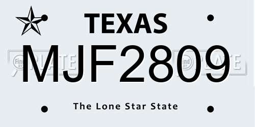 MJF2809 Texas License Plate