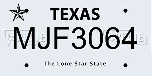 MJF3064 Texas License Plate
