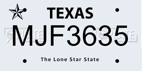 MJF3635 Texas License Plate