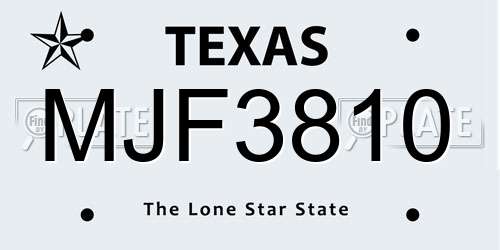 MJF3810 Texas License Plate