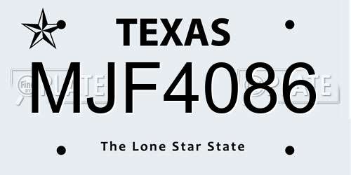 MJF4086 Texas License Plate