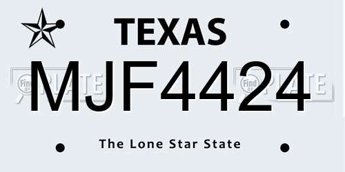 MJF4424 Texas License Plate