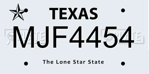 MJF4454 Texas License Plate