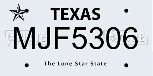 MJF5306 Texas License Plate