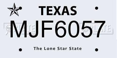MJF6057 Texas License Plate
