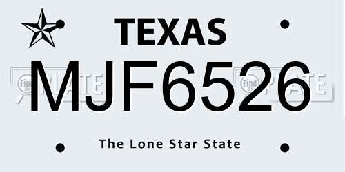 MJF6526 Texas License Plate