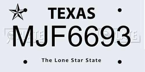 MJF6693 Texas License Plate