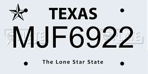 MJF6922 Texas License Plate