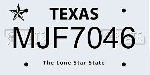 MJF7046 Texas License Plate