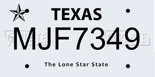 MJF7349 Texas License Plate