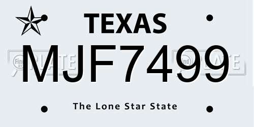 MJF7499 Texas License Plate