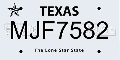 MJF7582 Texas License Plate