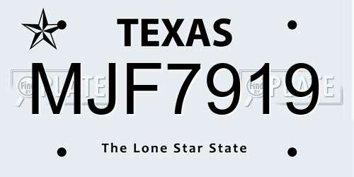MJF7919 Texas License Plate