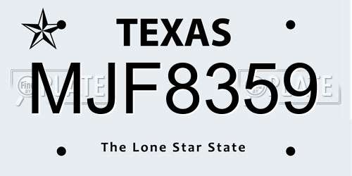 MJF8359 Texas License Plate