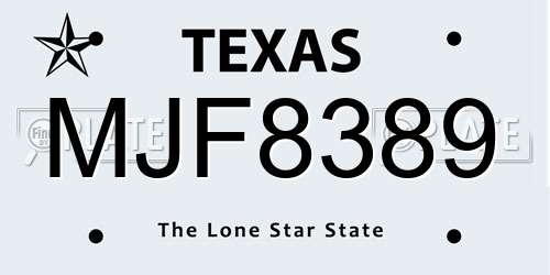 MJF8389 Texas License Plate