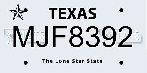 MJF8392 Texas License Plate