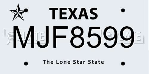 MJF8599 Texas License Plate