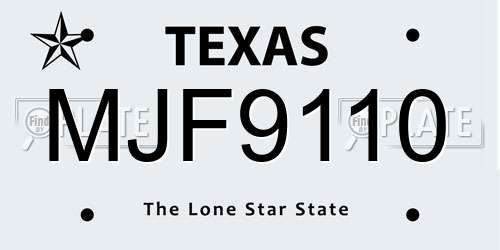MJF9110 Texas License Plate