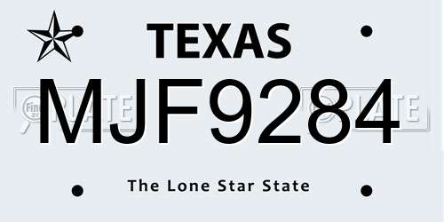 MJF9284 Texas License Plate