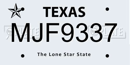 MJF9337 Texas License Plate