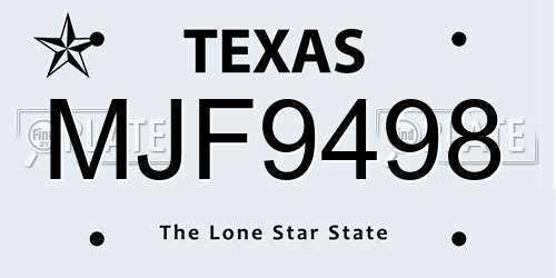 MJF9498 Texas License Plate