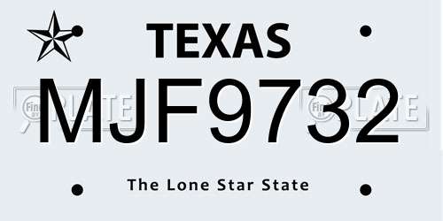 MJF9732 Texas License Plate