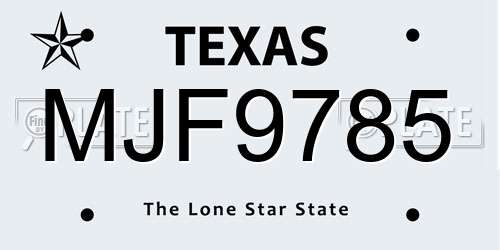 MJF9785 Texas License Plate