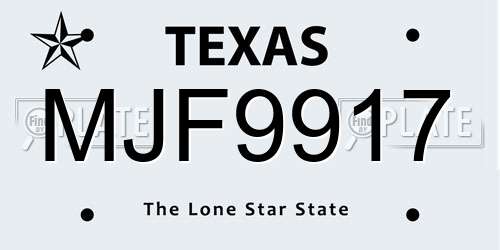 MJF9917 Texas License Plate