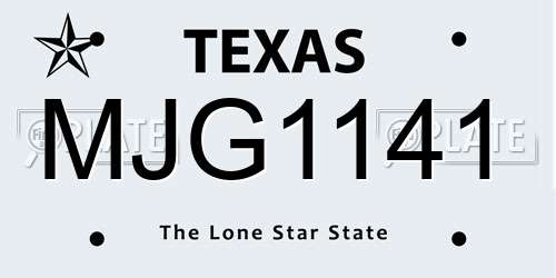 MJG1141 Texas License Plate