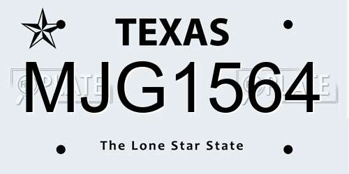 MJG1564 Texas License Plate