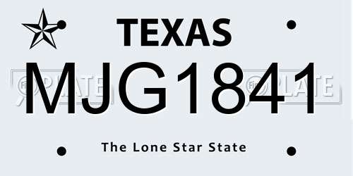 MJG1841 Texas License Plate