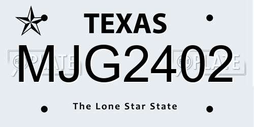 MJG2402 Texas License Plate