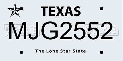 MJG2552 Texas License Plate