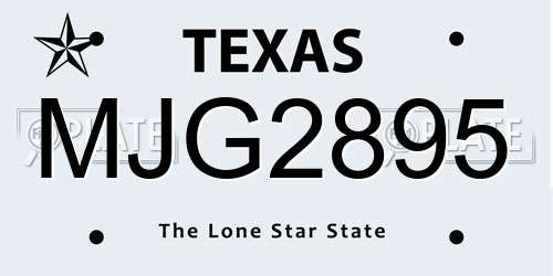 MJG2895 Texas License Plate