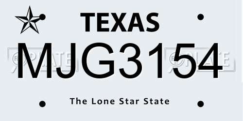 MJG3154 Texas License Plate