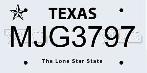 MJG3797 Texas License Plate