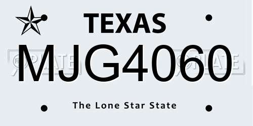 MJG4060 Texas License Plate