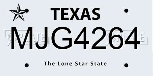 MJG4264 Texas License Plate